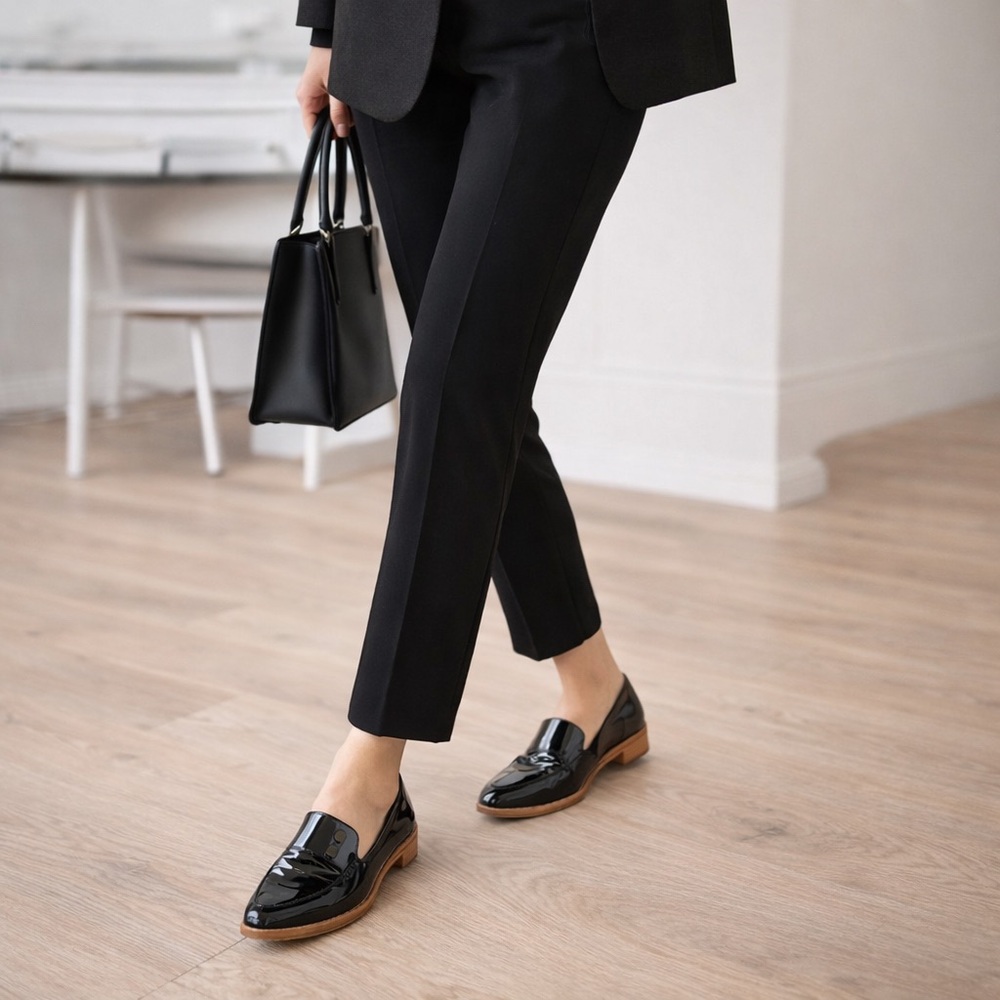Women’s Everlane Black Patent leather loafers 8.5 Made‎ in Italy Classic Elegant